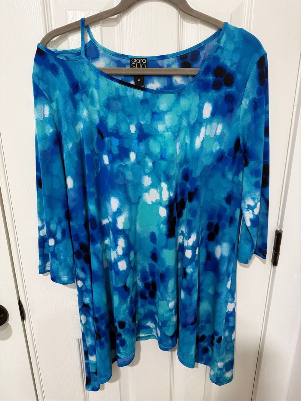 Blue Abstract Print Women's Tunic Top